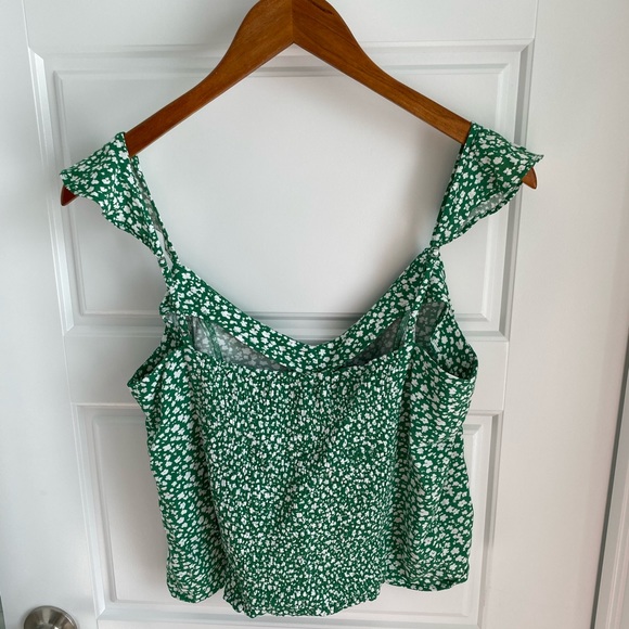 Green Floral Dressy Crop Top - Picture 7 of 7